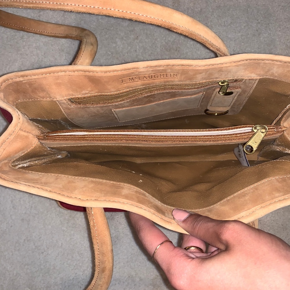 J Mclaughlin Burnt Red Monkey Pattern Small Tote - image 2